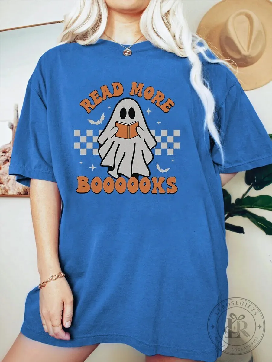 Halloween Read More Boooooks Spooky Ghost Reading Book T-Shirt