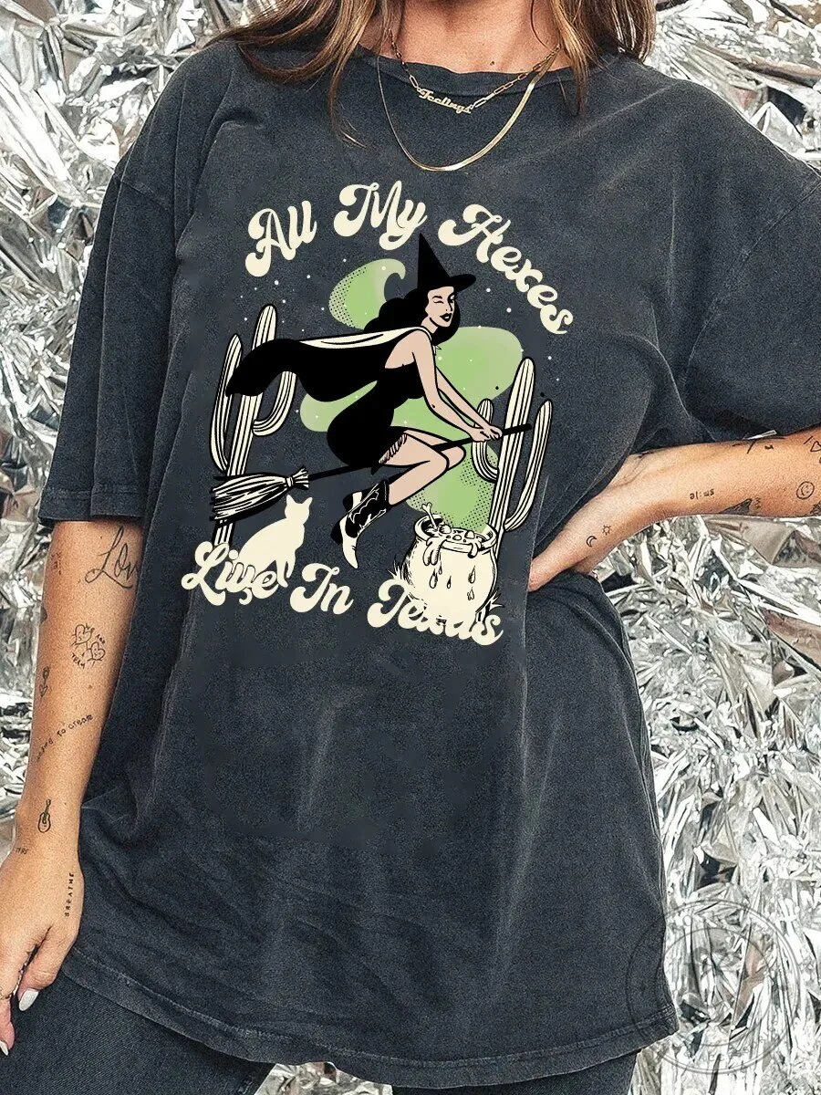 All My Hexes Live In Texas Witchy Halloween T-Shirt