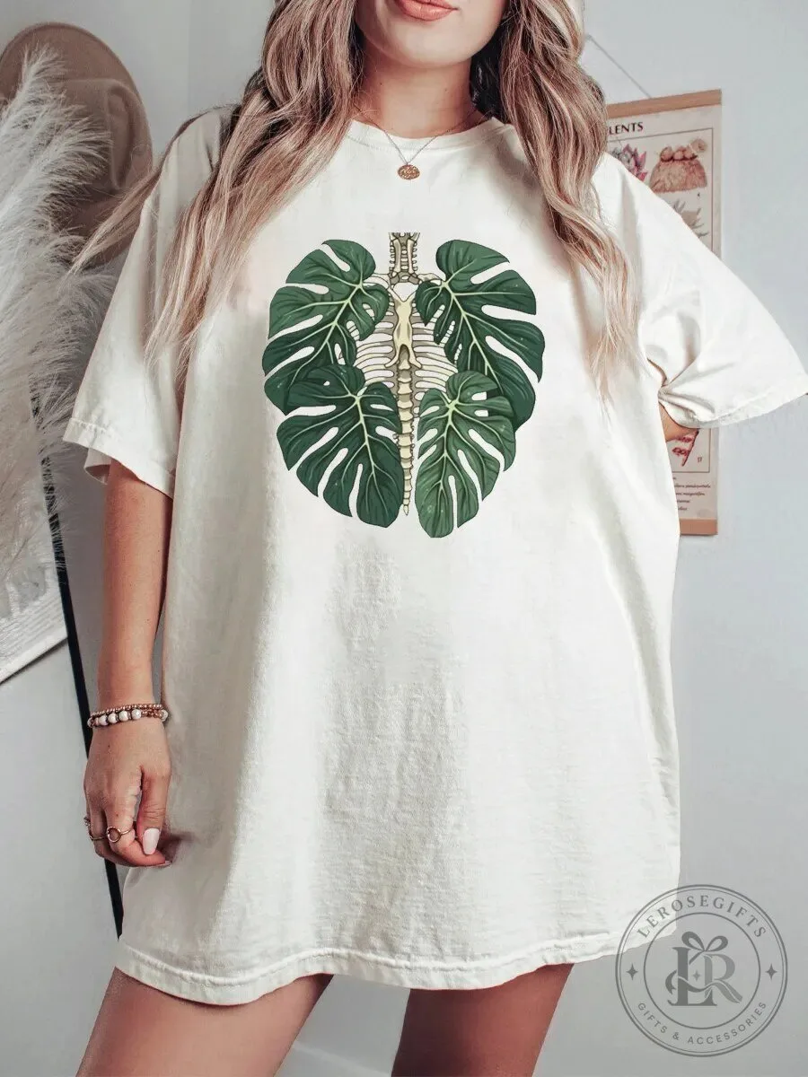 Monstera Leaf Rib Cage Skeleton Graphic T-Shirt