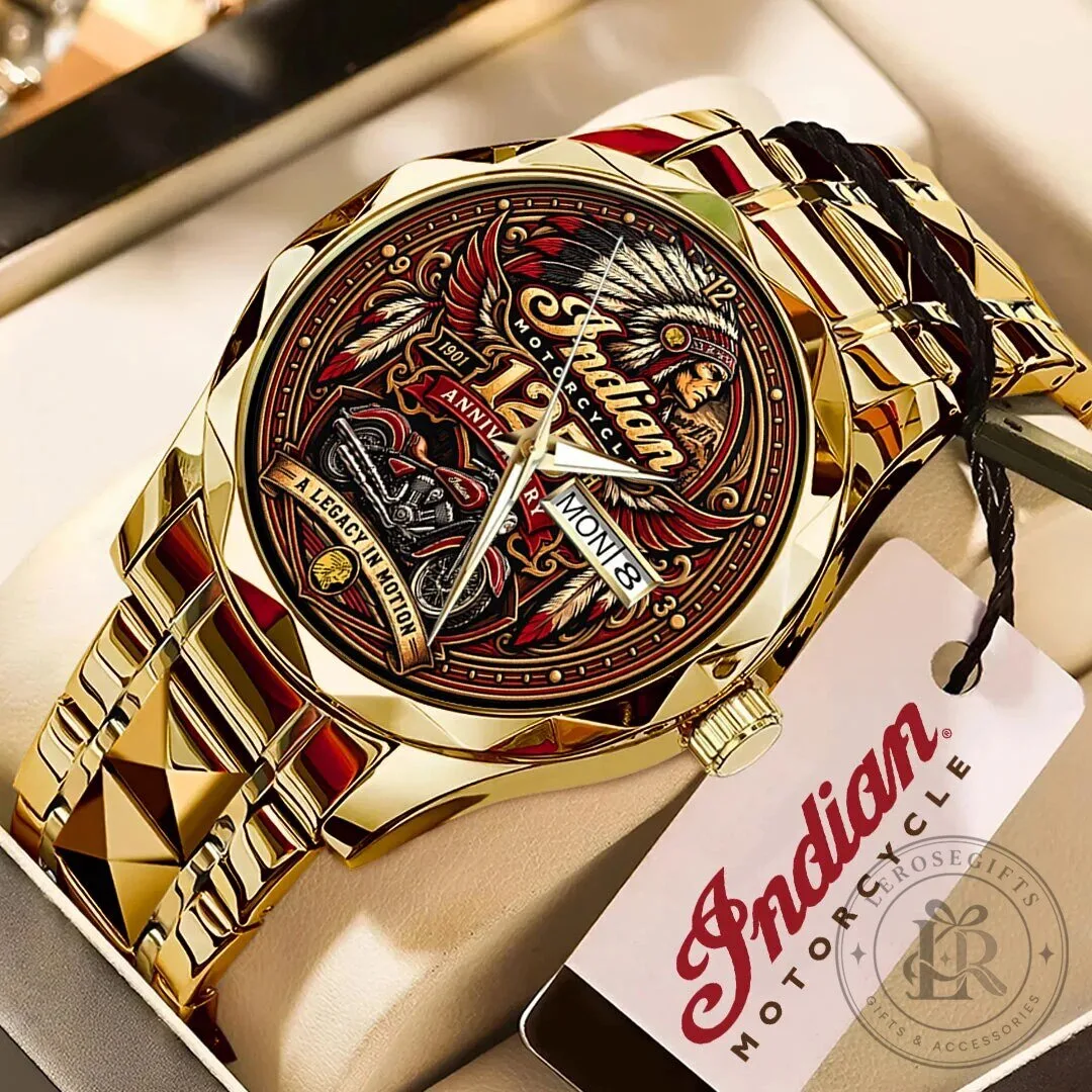 Gold Tone Quartz Watch for Indian Motorcycle's 125th Anniversary