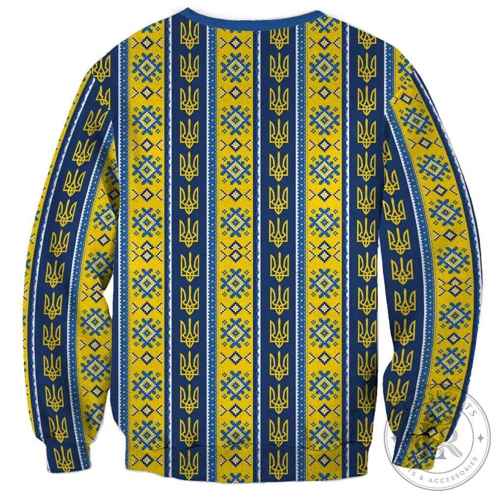 Ukrainian Trident Pattern Christmas Sweatshirt - Blue and Yellow Holiday Sweater 7 Ukrainian Trident Pattern Christmas Sweatshirt - Blue and Yellow Holiday Sweater