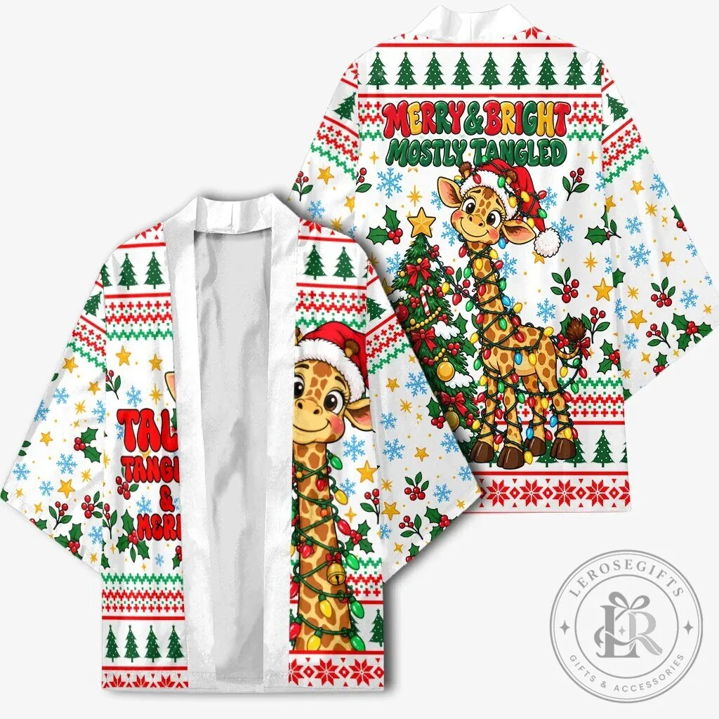 Christmas Giraffe Tangled in Lights Kimono Cardigan 10 Christmas Giraffe Tangled in Lights Kimono Cardigan