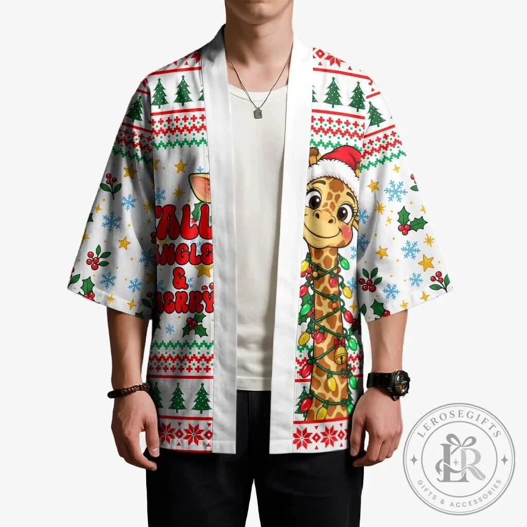 Christmas Giraffe Tangled in Lights Kimono Cardigan 11 Christmas Giraffe Tangled in Lights Kimono Cardigan