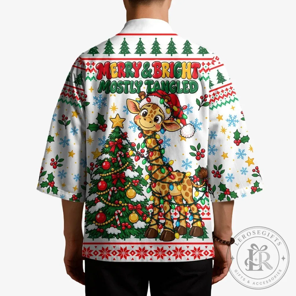 Christmas Giraffe Tangled in Lights Kimono Cardigan 13 Christmas Giraffe Tangled in Lights Kimono Cardigan