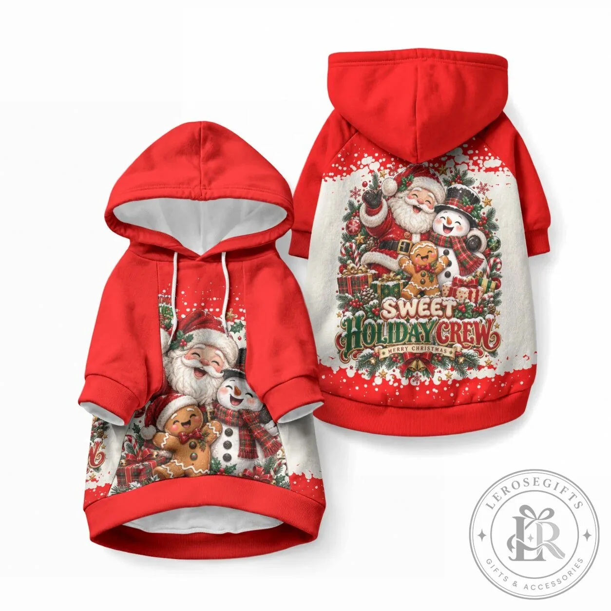Christmas Santa Snowman Gingerbread Holiday Pet Dog Hoodie Apparel 9 Christmas Santa Snowman Gingerbread Holiday Pet Dog Hoodie Apparel