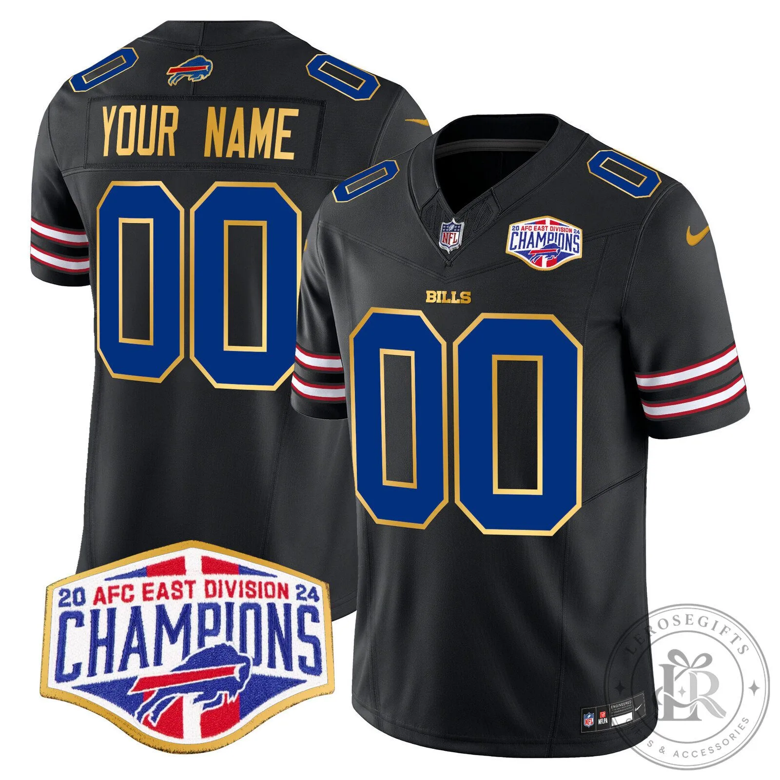 Buffalo Bills 2024 AFC East Division Champions Gold Trim Football Jersey 11 Buffalo Bills 2024 AFC East Division Champions Gold Trim Football Jersey
