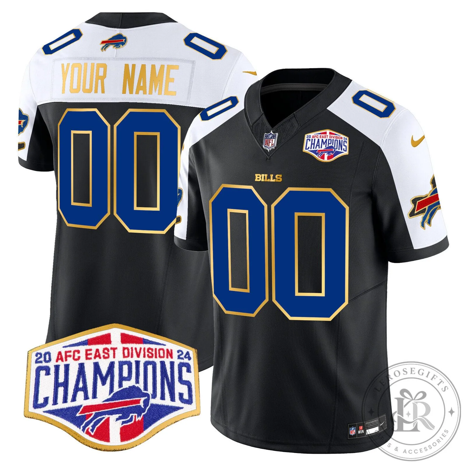 Buffalo Bills 2024 AFC East Division Champions Gold Trim Football Jersey 13 Buffalo Bills 2024 AFC East Division Champions Gold Trim Football Jersey