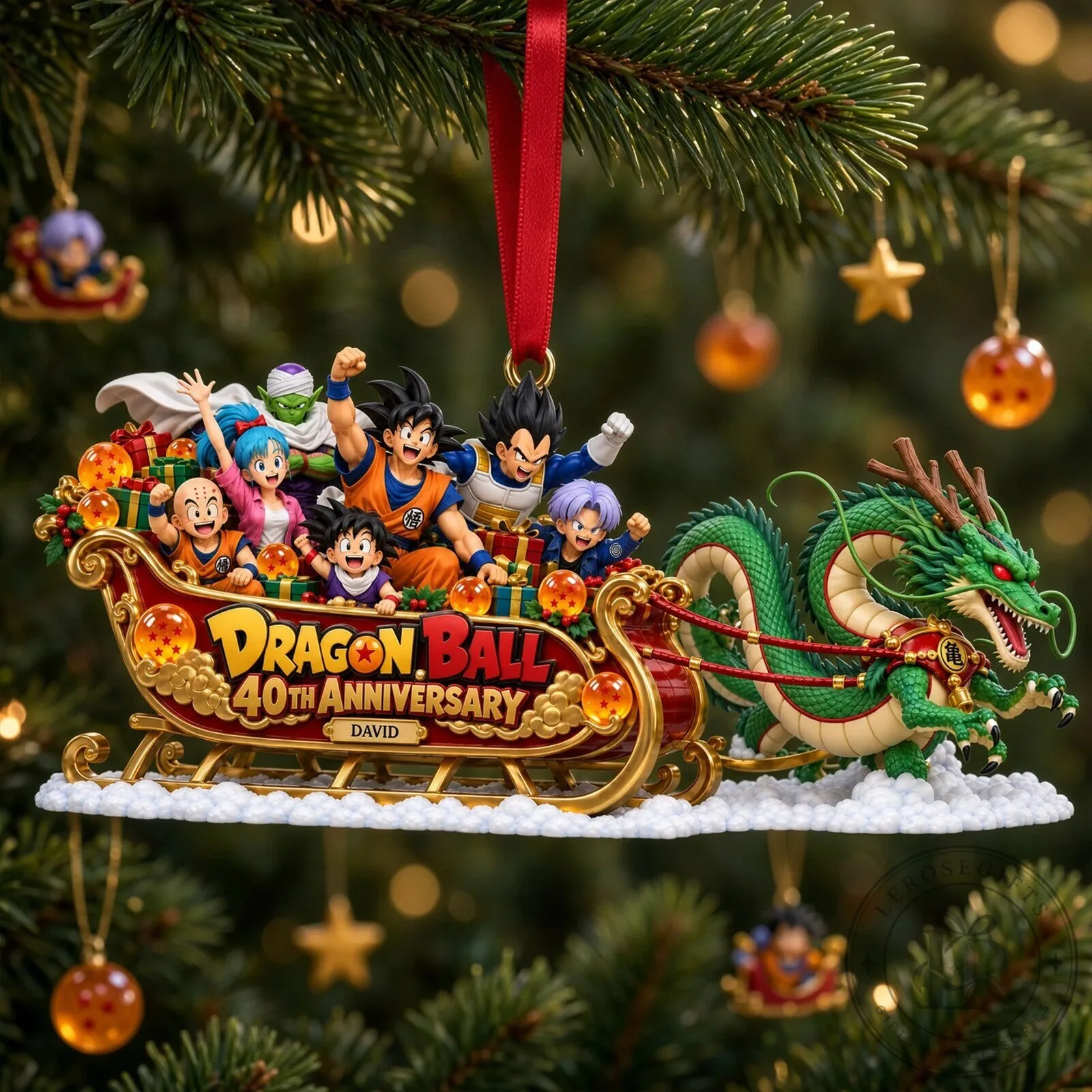 Dragon Ball 40th Anniversary Christmas Sleigh with Shenron Acrylic Ornament