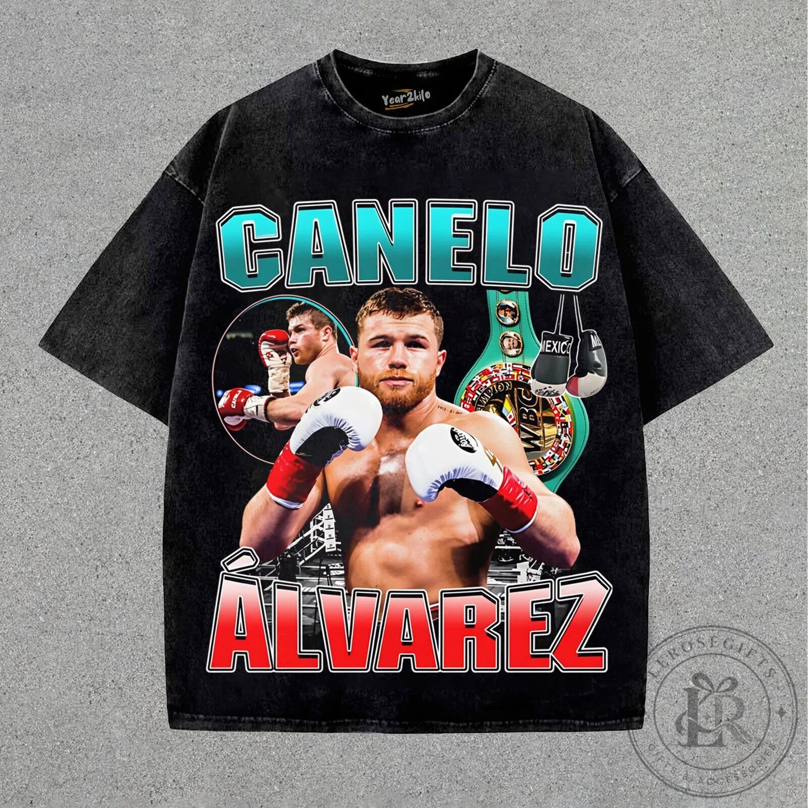 Canelo Alvarez Boxing Champion Graphic Print Vintage Washed T-Shirt