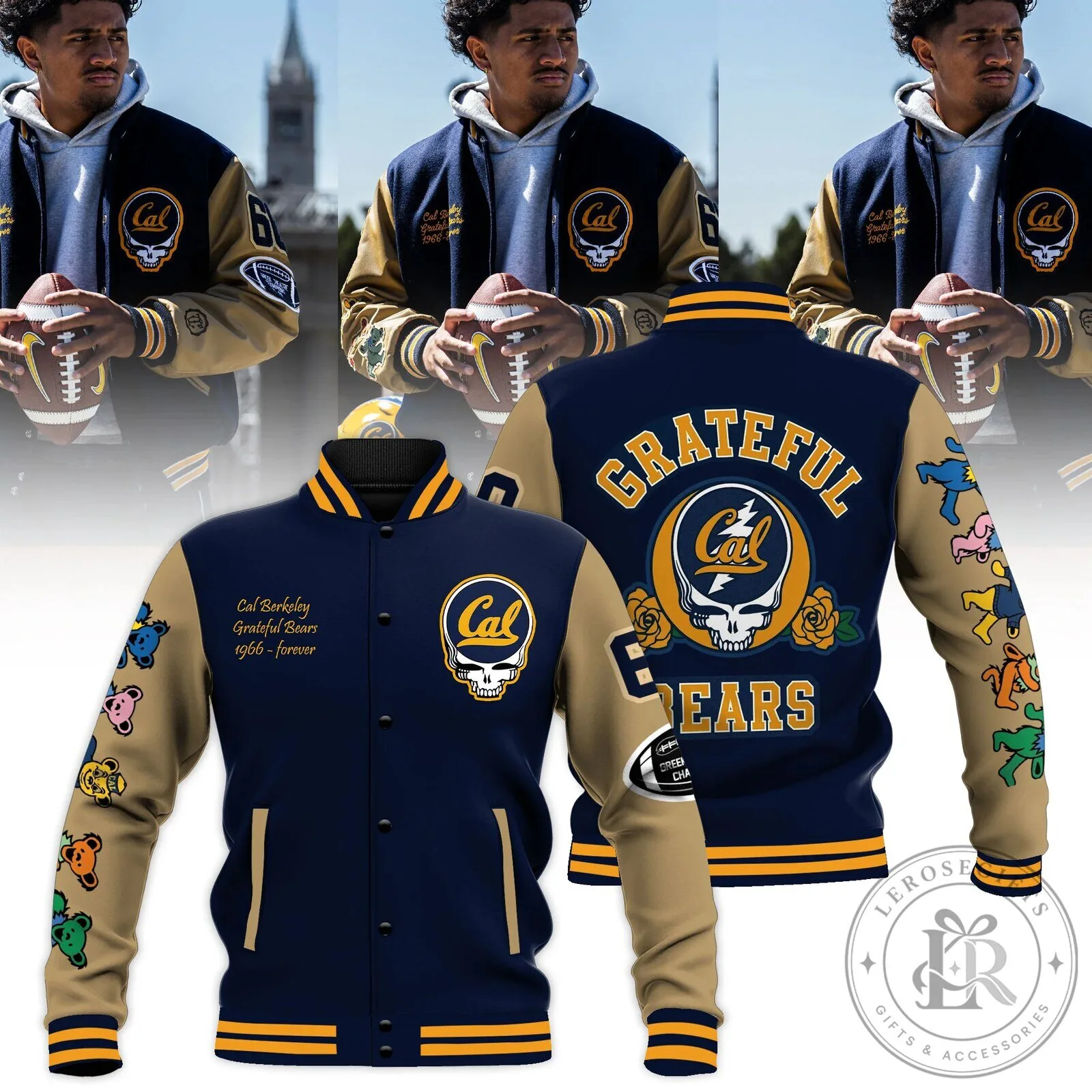 California Berkeley Grateful Dead Bears Varsity Jacket