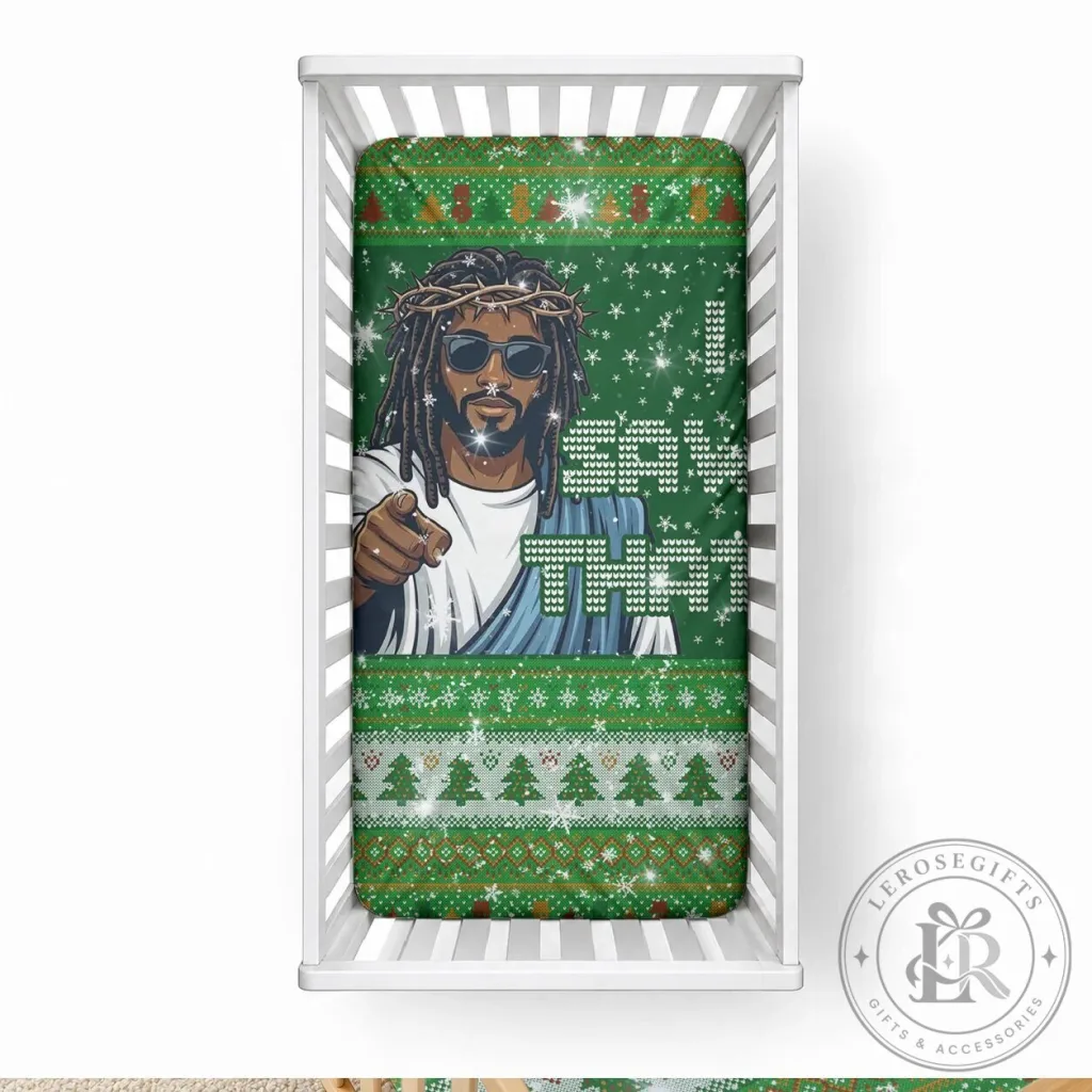 Black Jesus Merry Christmas Baby Fitted Sheet Religious Faith Holiday Bedding Black Jesus Merry Christmas Baby Fitted Sheet Religious Faith Holiday Bedding