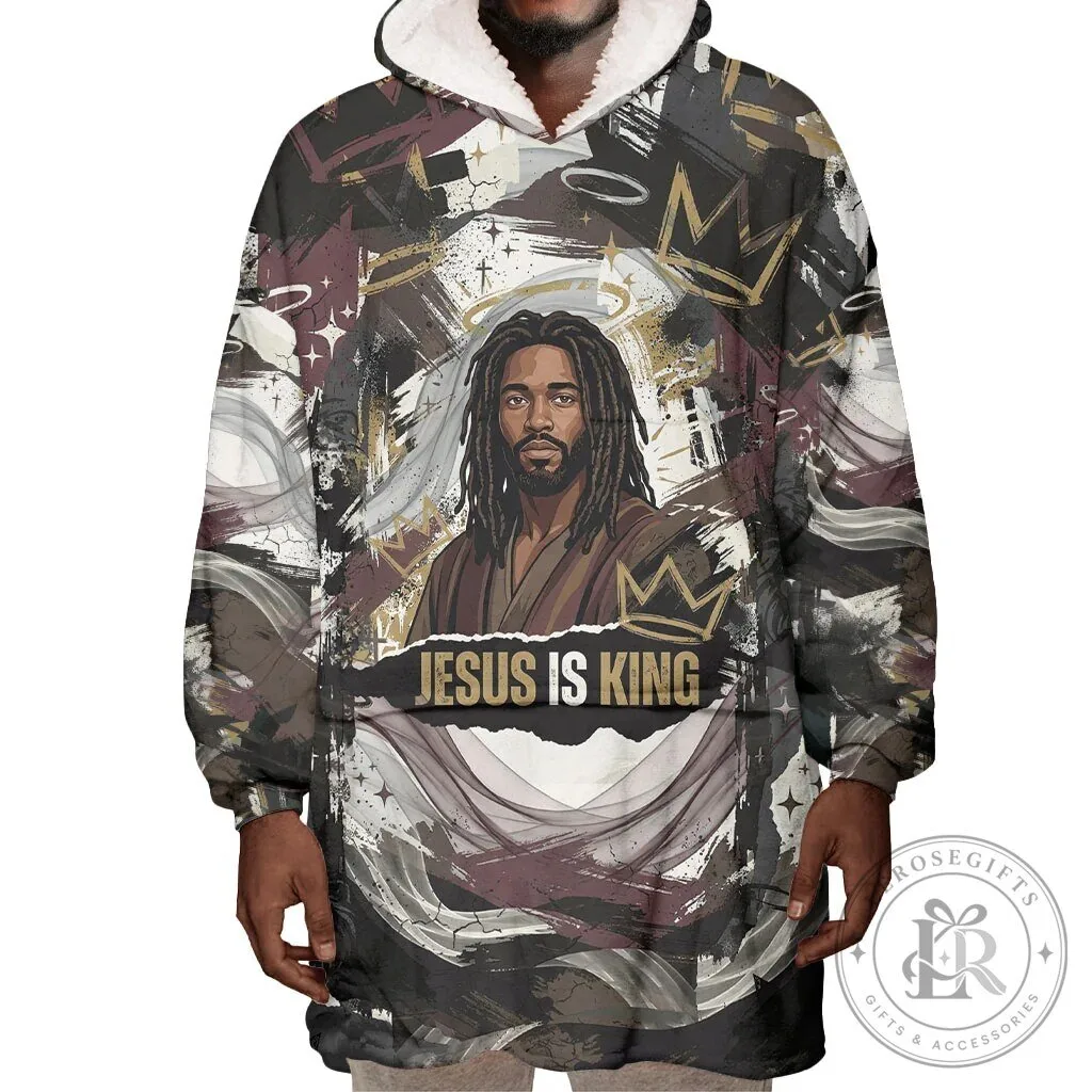 Jesus Is King Lion Of Judah Christian Religious Faith Wearable Blanket Hoodie