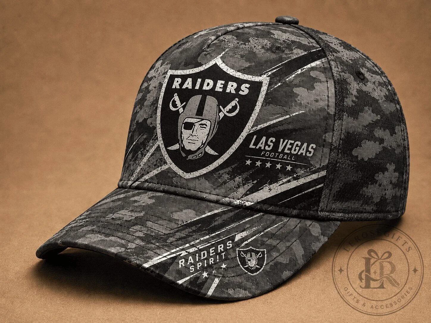 Las Vegas Raiders Football Team Vintage Camouflage Distressed Cap Hat