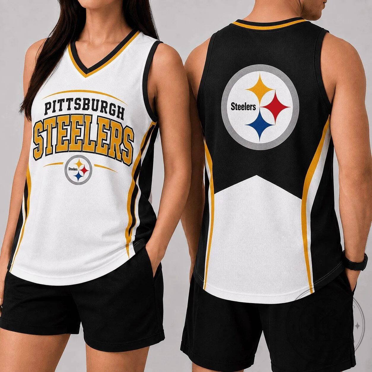 Pittsburgh Steelers NFL Football Team Fan V-Neck Sleeveless Tank Top