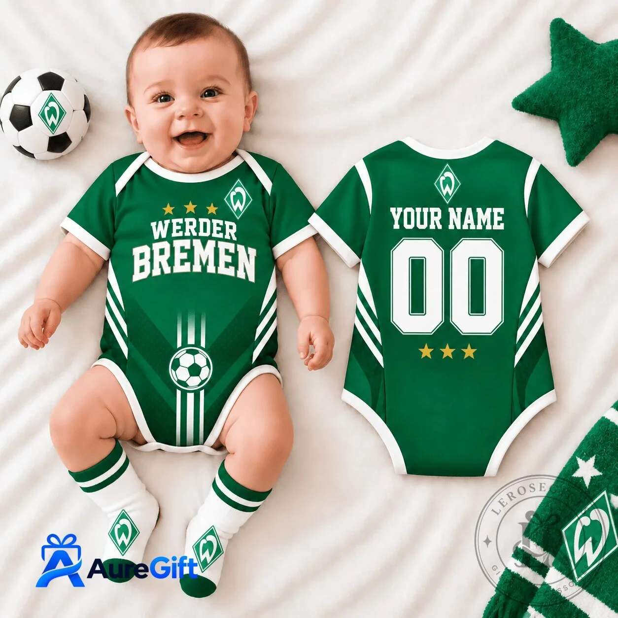 Werder Bremen Personalized Name and Number Baby Romper