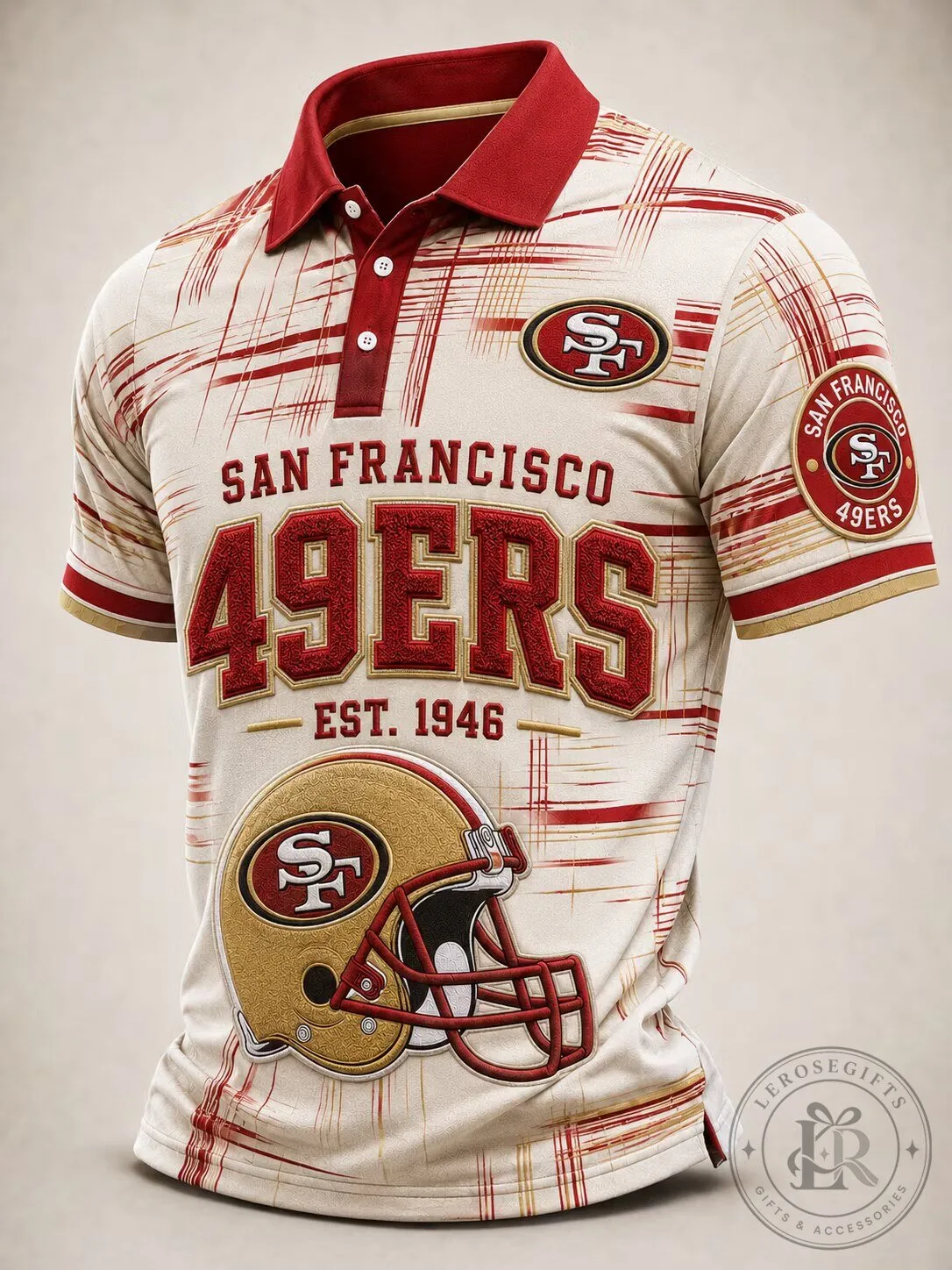 San Francisco 49ers Football Team Helmet Design Men's Short Sleeve Polo Shirt