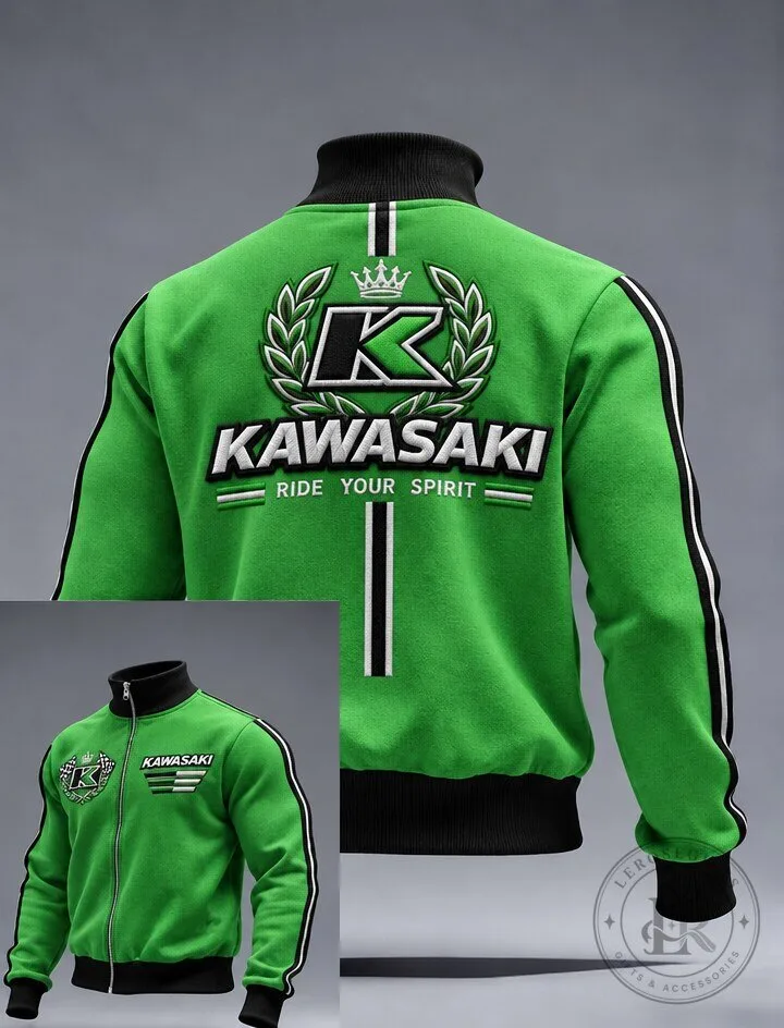 Kawasaki Motorcycle Racing Team Green Embroidered Track Jacket
