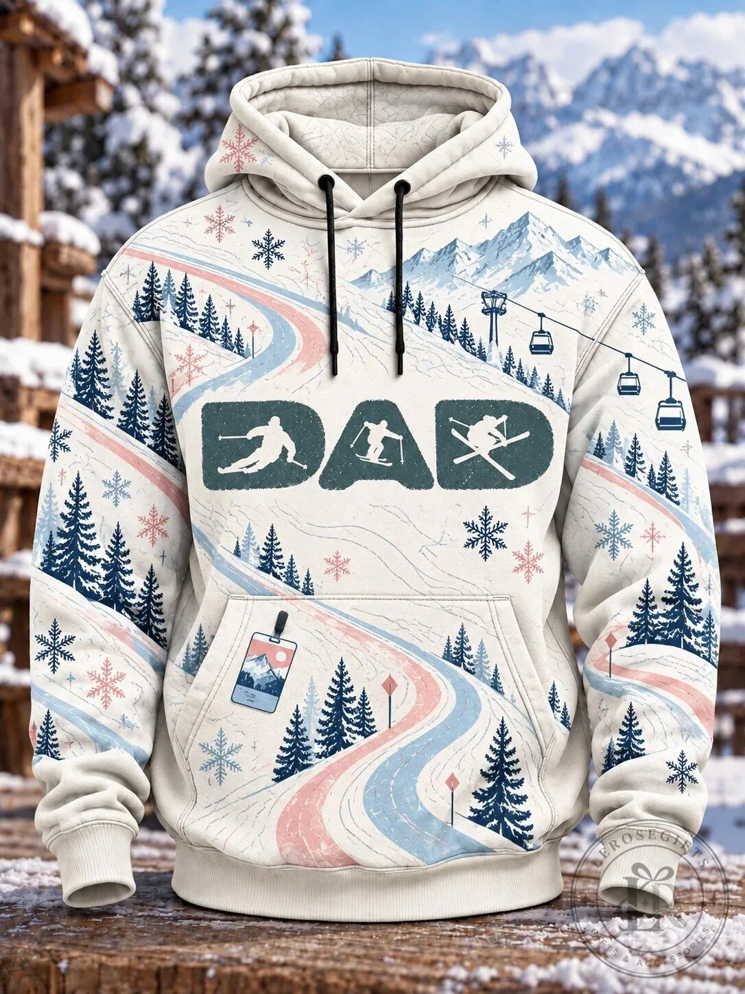 Ski Dad Winter Mountain Snowboarding Skiing Sports Hoodie