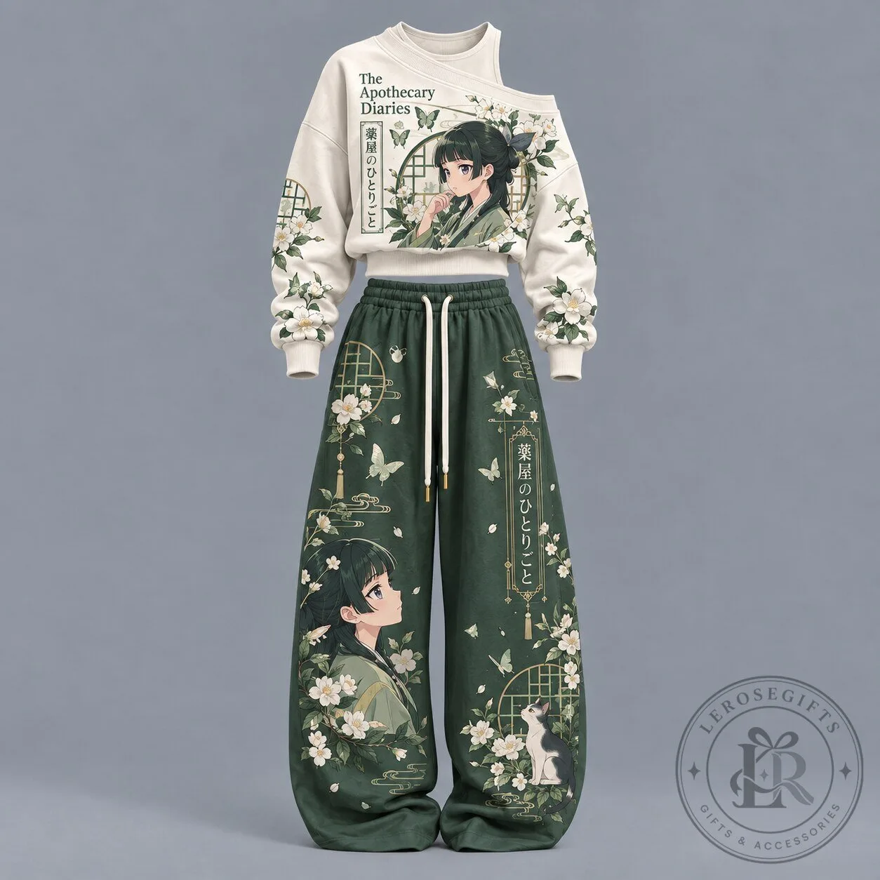 Floral Women's Sweatshirt featuring Maomao Anime Character from The Apothecary Diaries 2 Floral Women's Sweatshirt featuring Maomao Anime Character from The Apothecary Diaries