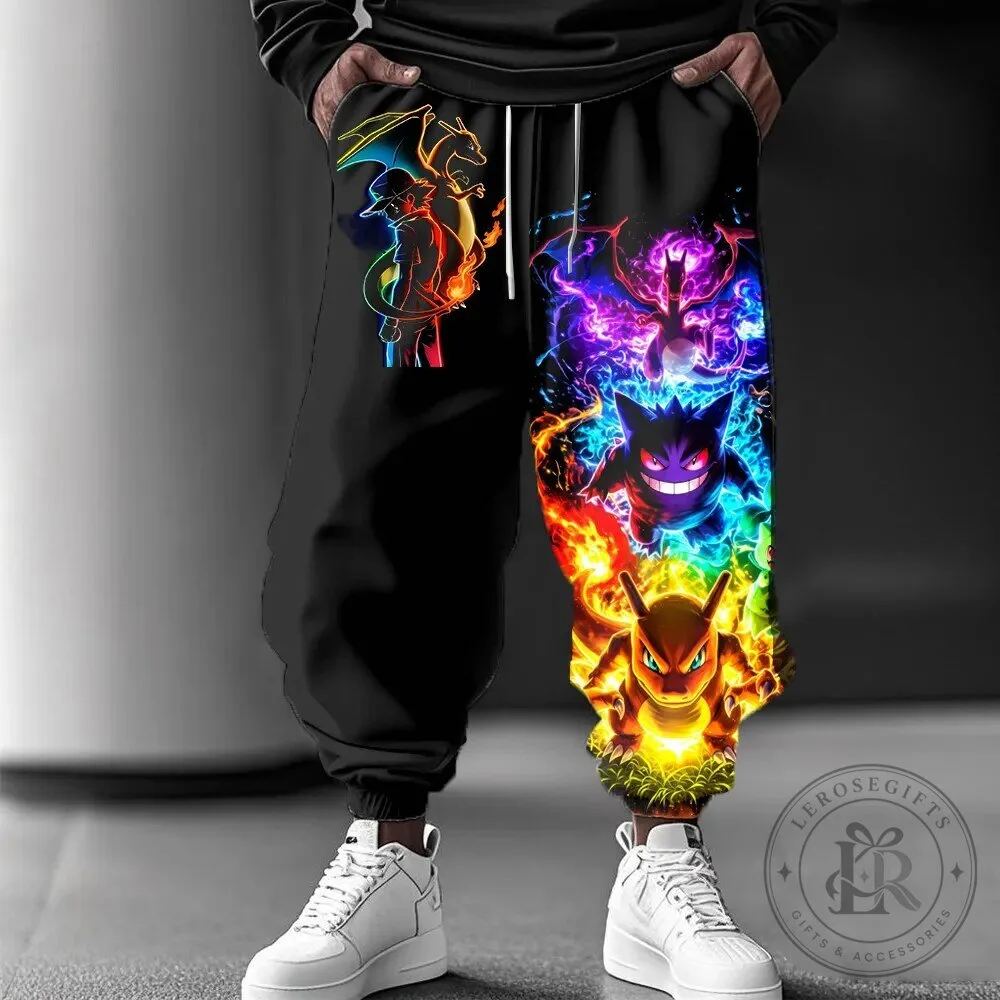 Pokemon Ash Ketchum Charizard Gengar Pikachu Squirtle Anime Cartoon Pants