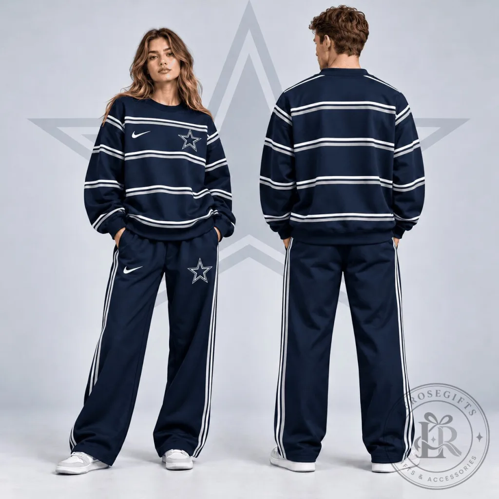 Dallas Cowboys Nike Premium Classic Horizontal Racing Stripe Crewneck Sweatshirt Dallas Cowboys Nike Premium Classic Horizontal Racing Stripe Crewneck Sweatshirt