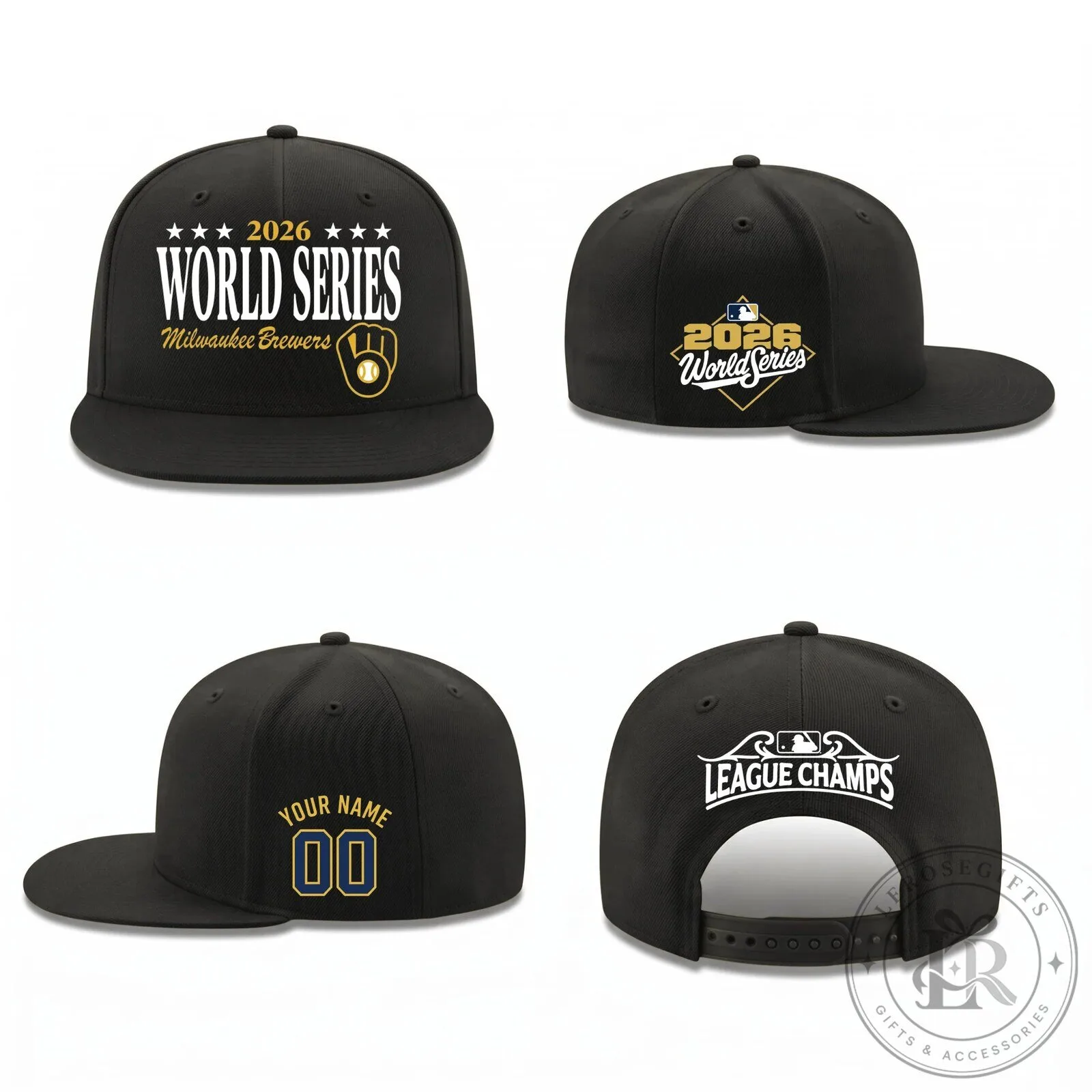 Milwaukee Brewers 2026 World Series Personalized Black Snapback Baseball Cap Hat