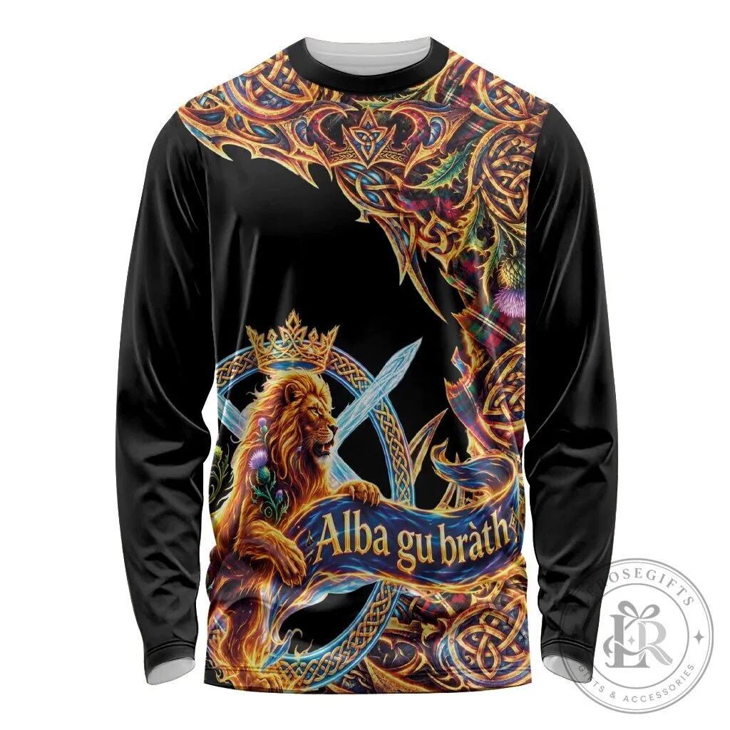 Alba Gu Brath Scottish Royal Lion Celtic Knot Tartan Long Sleeve Shirt