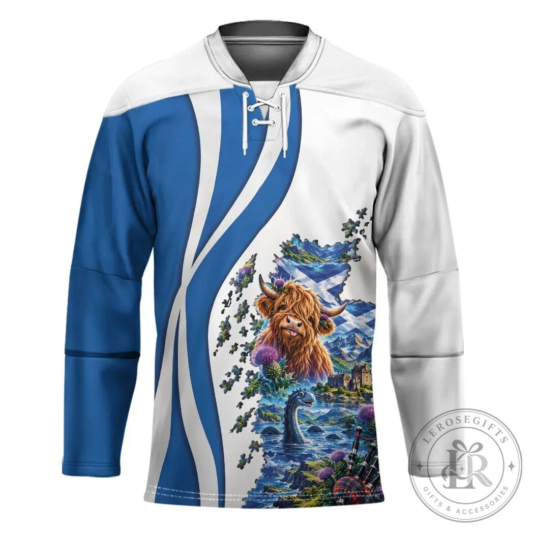Scotland National Flag and Map Cultural Art Hockey Jersey