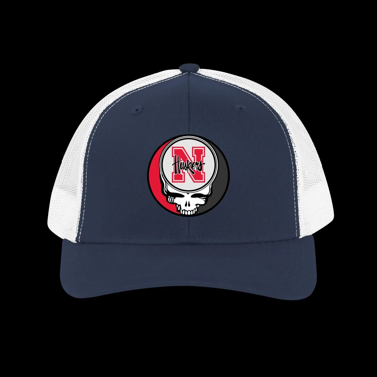 Nebraska Cornhuskers Steal Your Face Grateful Dead Skull Trucker Hat 8 Nebraska Cornhuskers Steal Your Face Grateful Dead Skull Trucker Hat
