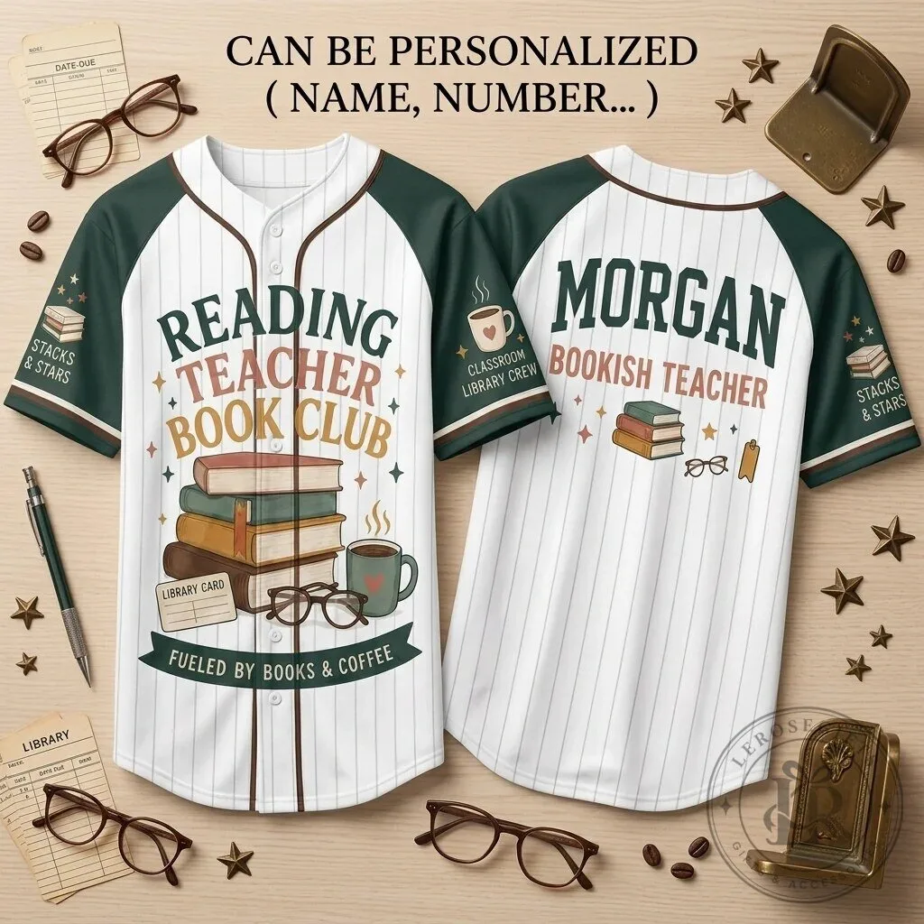 Personalized Reading Teacher Book Club Baseball Jersey for Bookish Teachers 3 Personalized Reading Teacher Book Club Baseball Jersey for Bookish Teachers